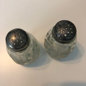 Vintage glass S&P shakers - molded and etched